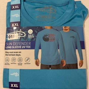 Reel Life Mens Sun Defender Lightweight Long Sleeve UV Tee Horizon Blue XXL NWT